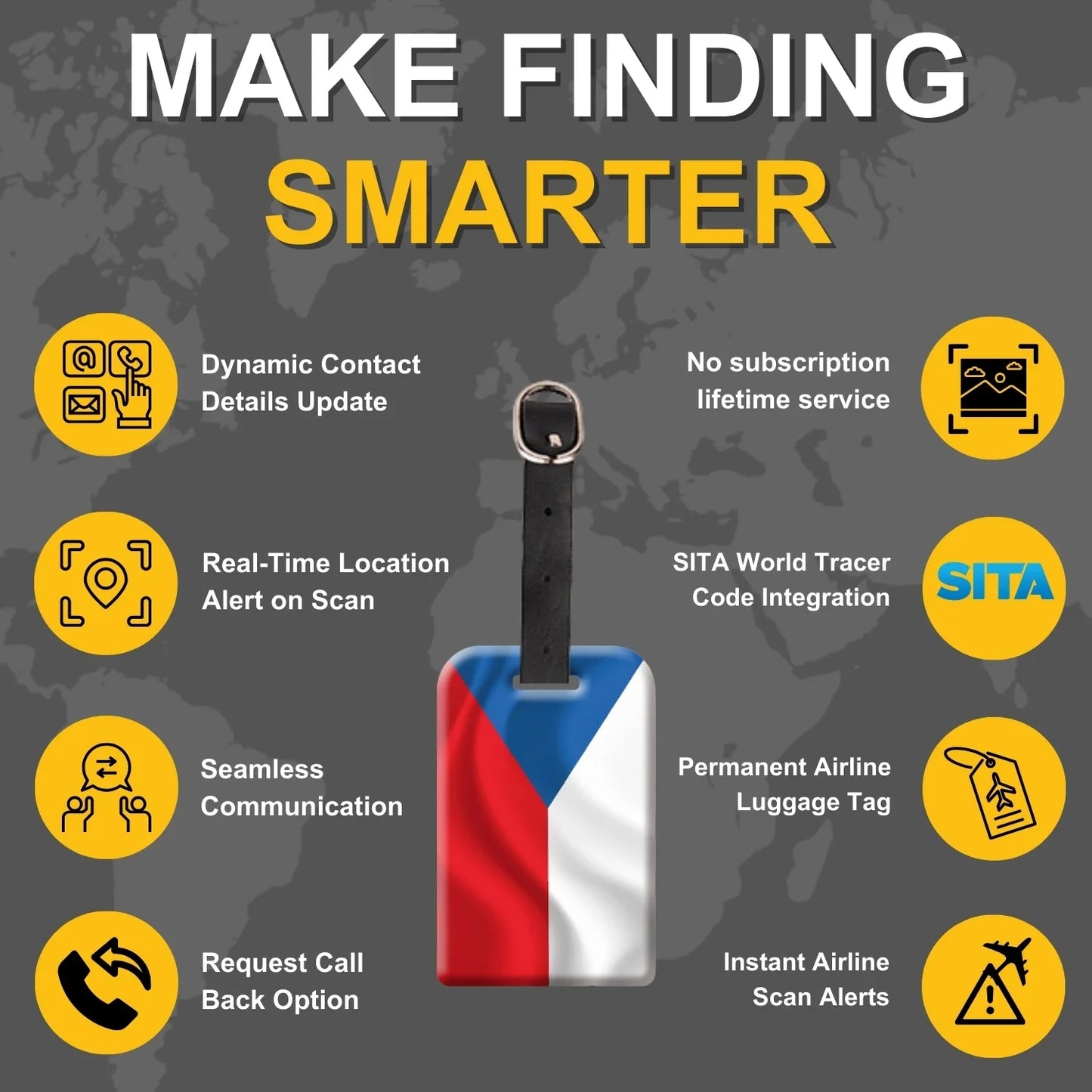 Smart Bag Security Tag -  Czech Republic Flag [Pack 2]