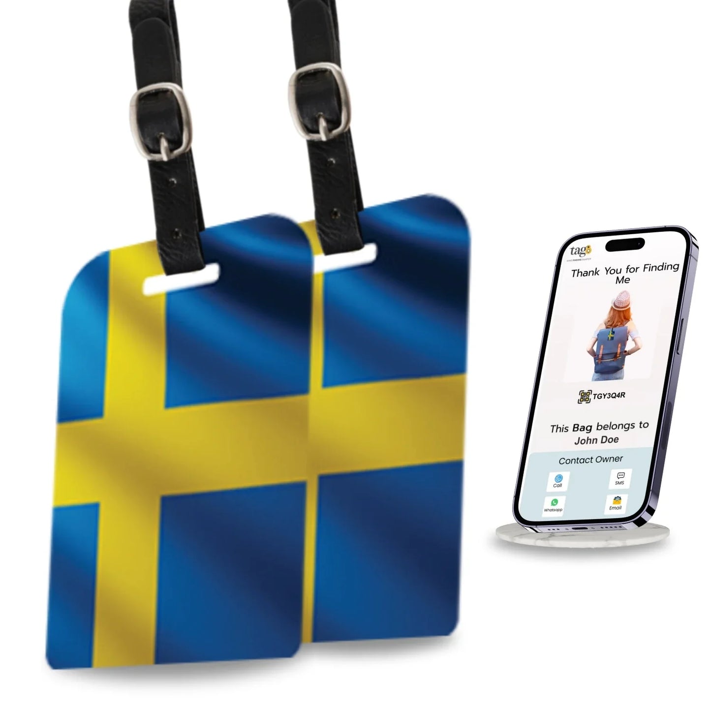 Smart Bag Security Tag - Sweden Flag [Pack 2]
