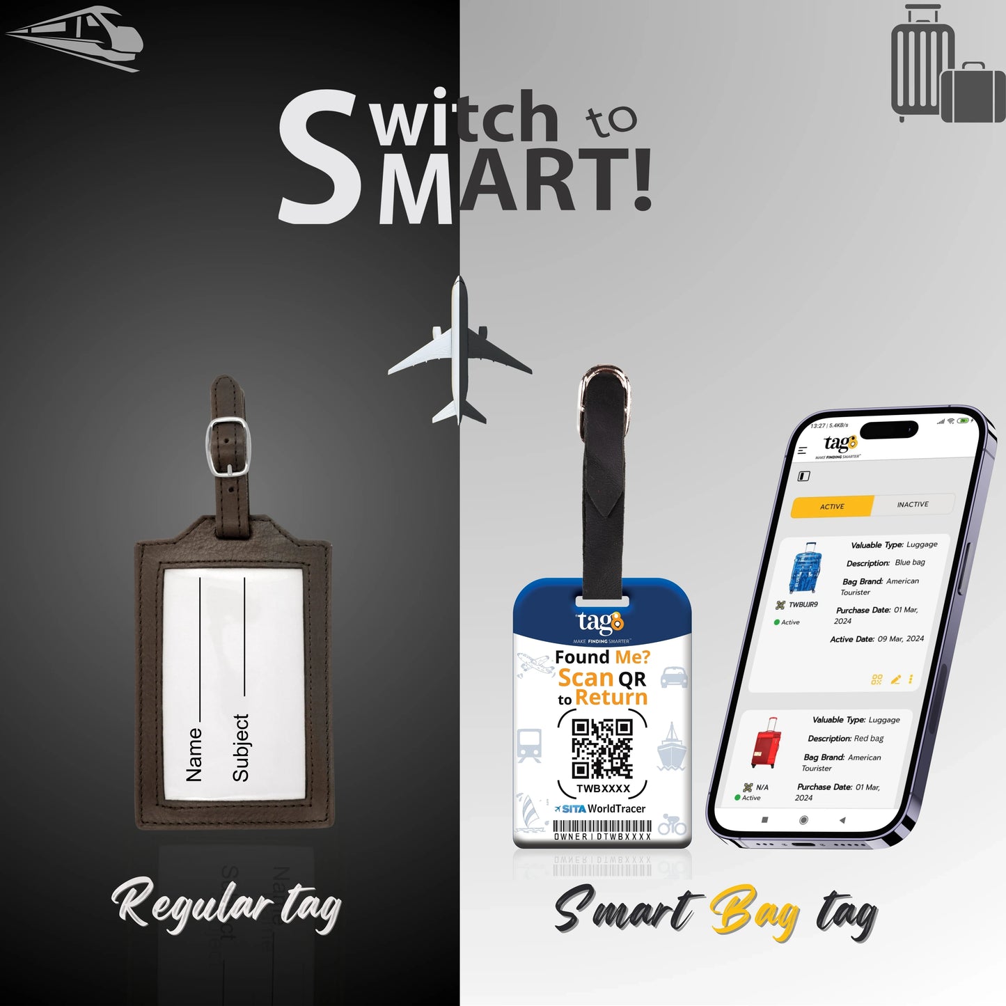 Smart Bag Security Tag - Sweden Flag [Pack 2]