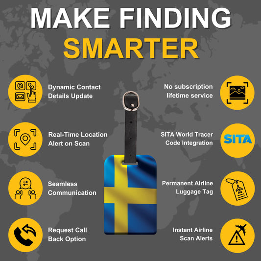 Smart Bag Security Tag - Sweden Flag [Pack 2]