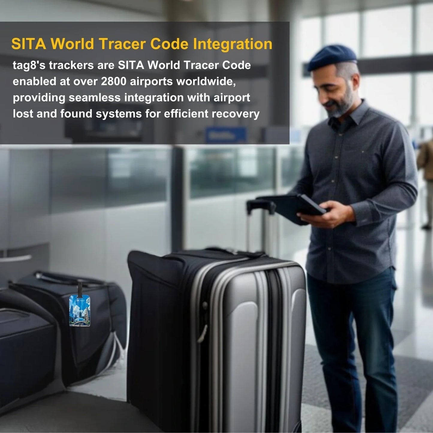 Smart Bag Security Tag - Chicago [Pack 2]